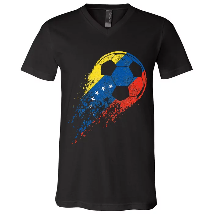 Venezuela Soccer Venezuelan Flag Pride Soccer Player V-Neck T-Shirt