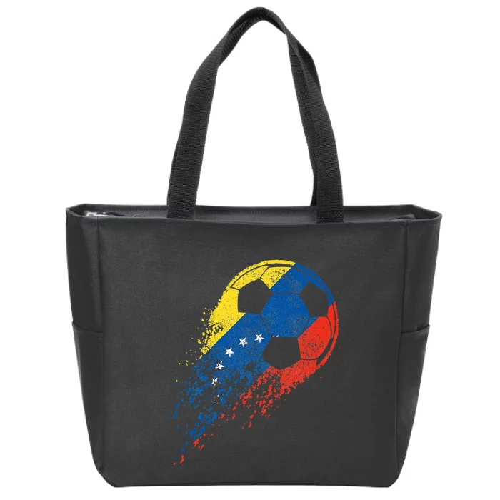 Venezuela Soccer Venezuelan Flag Pride Soccer Player Zip Tote Bag