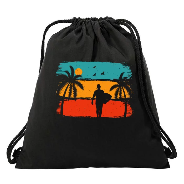 Vintage Summer Vibes Print Drawstring Bag