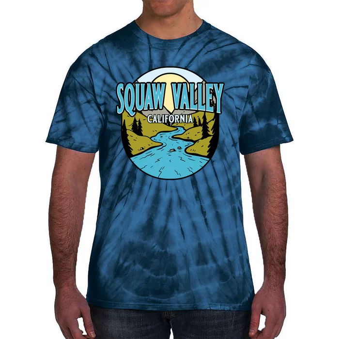 Vintage Squaw Valley California River Valley Souvenir Print Tie-Dye T-Shirt