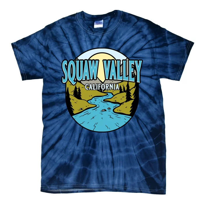 Vintage Squaw Valley California River Valley Souvenir Print Tie-Dye T-Shirt