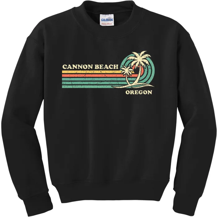 Vintage Summer Vacation Oregon Cannon Beach Kids Sweatshirt