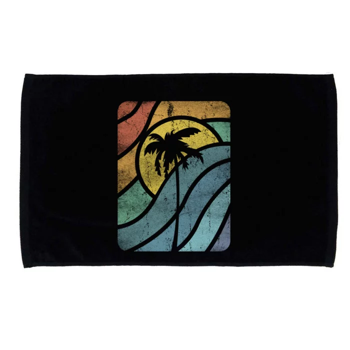 Vintage Summer Vacation Vibes Tee Sunset Sunrise Palms Vacay Great Gift Microfiber Hand Towel