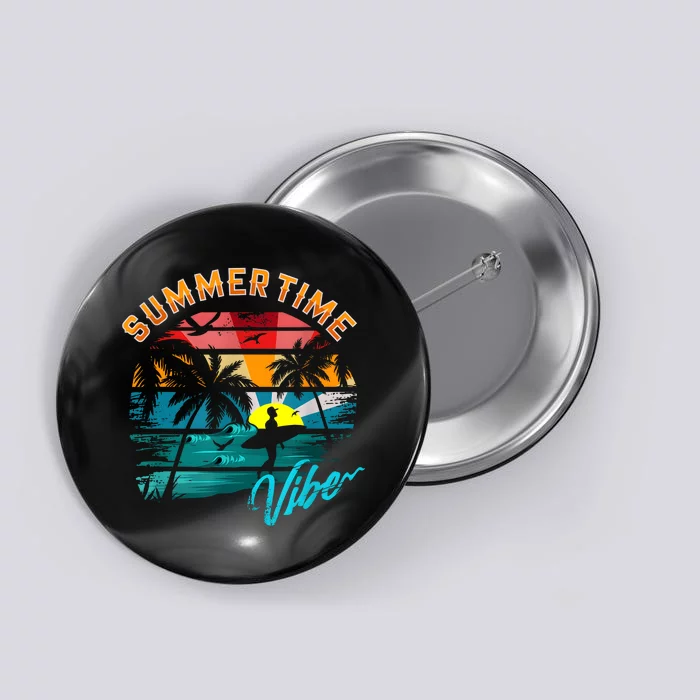 Vintage Summer Vibes Retro Summertime Design Button