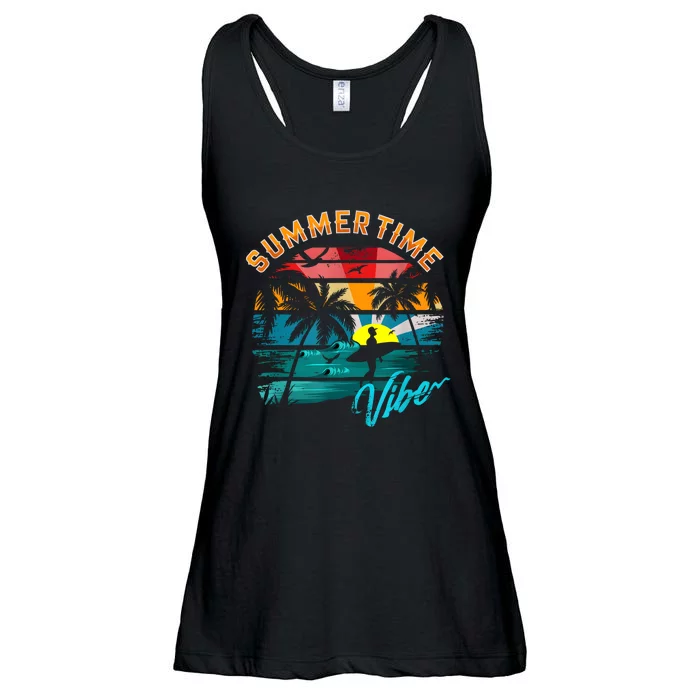 Vintage Summer Vibes Retro Summertime Design Ladies Essential Flowy Tank