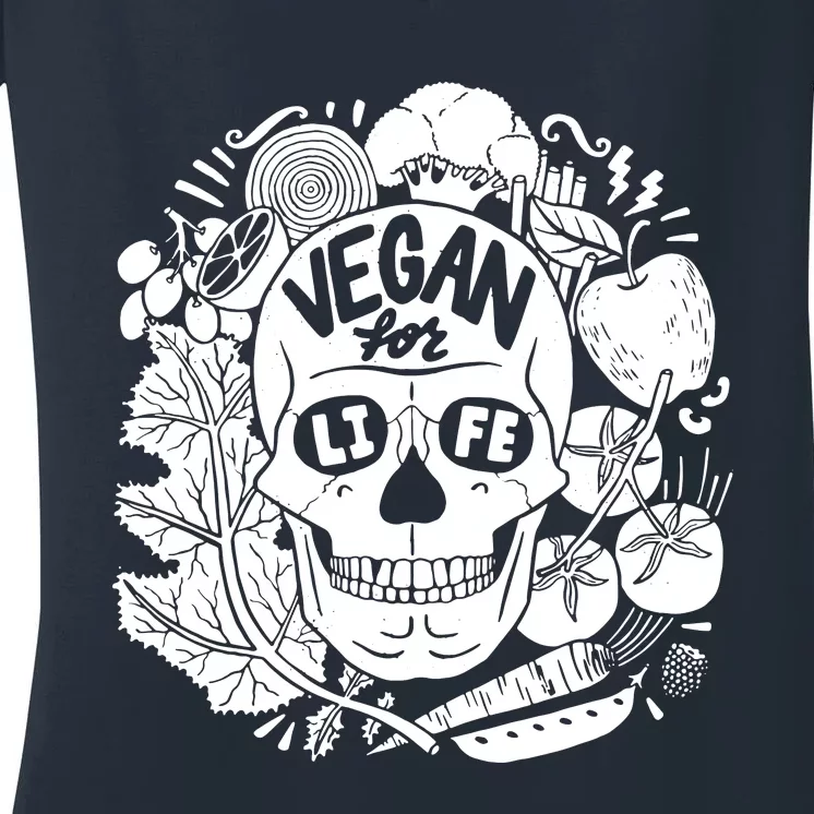 Vegan Skull Women's V-Neck T-Shirt