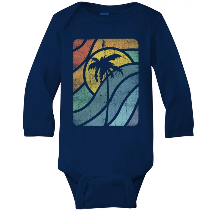 Vintage Summer Vacation Vibes Tee Sunset Sunrise Palms Vacay Gift Baby Long Sleeve Bodysuit