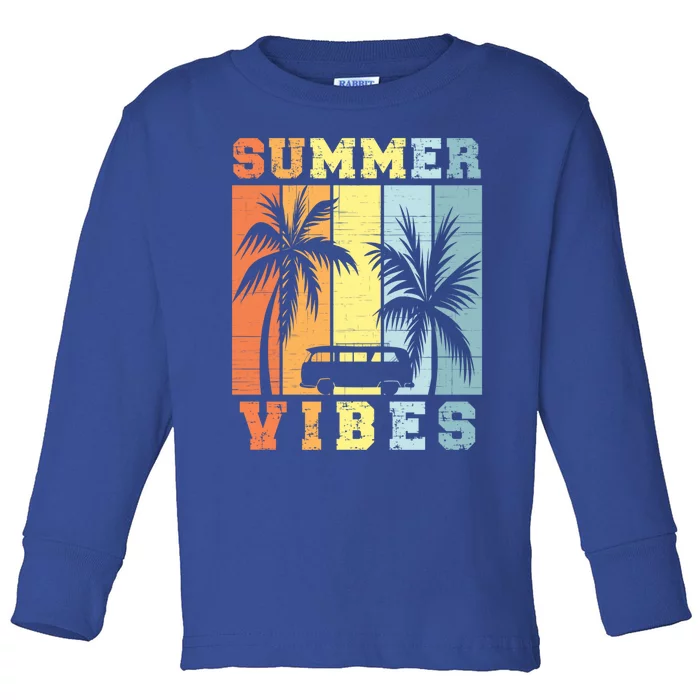 Vacation Summer Vibes Retro Vintage Oh Hey Vacay Gift Toddler Long Sleeve Shirt