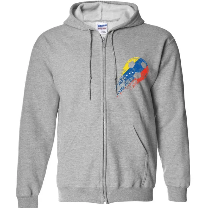 Venezuela Soccer Venezuelan Flag Pride Soccer Player Full Zip Hoodie