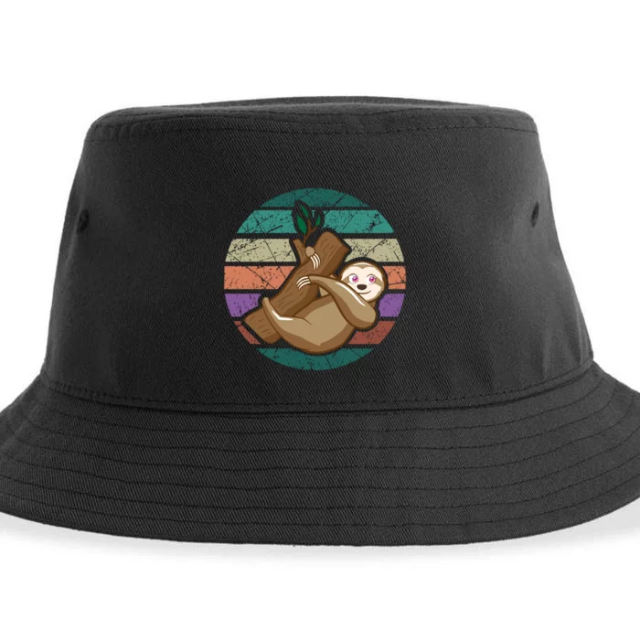 Vintage Sloth Sustainable Bucket Hat