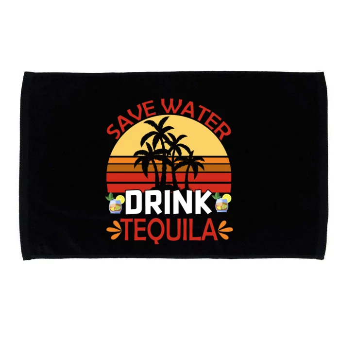 Vintage Save Water Tequila Mexico Beach Cinco De Mayo Funny Gift Microfiber Hand Towel