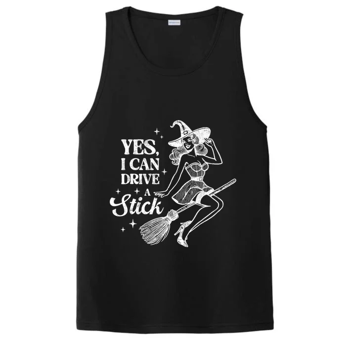 Vintage Sexy Witch Yes I Can Drive A Stick Halloween Costume Performance Tank