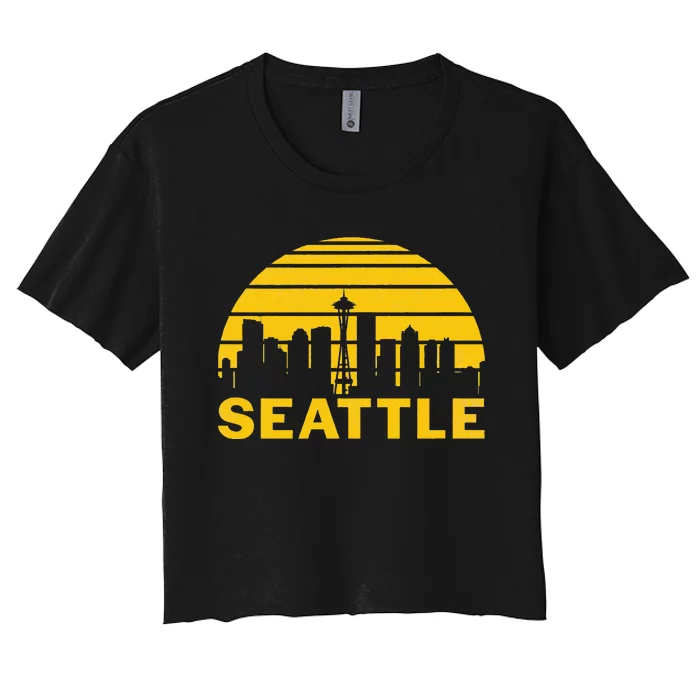 Vintage Seattle Washington Cityscape Women's Crop Top Tee