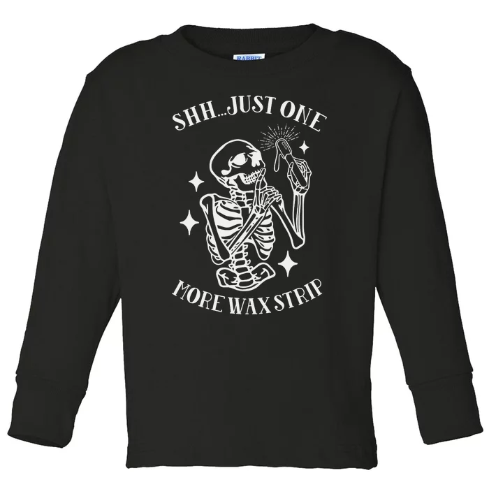 Vintage Skeleton Wax Tech Esthetician Waxing Funny Halloween Toddler Long Sleeve Shirt