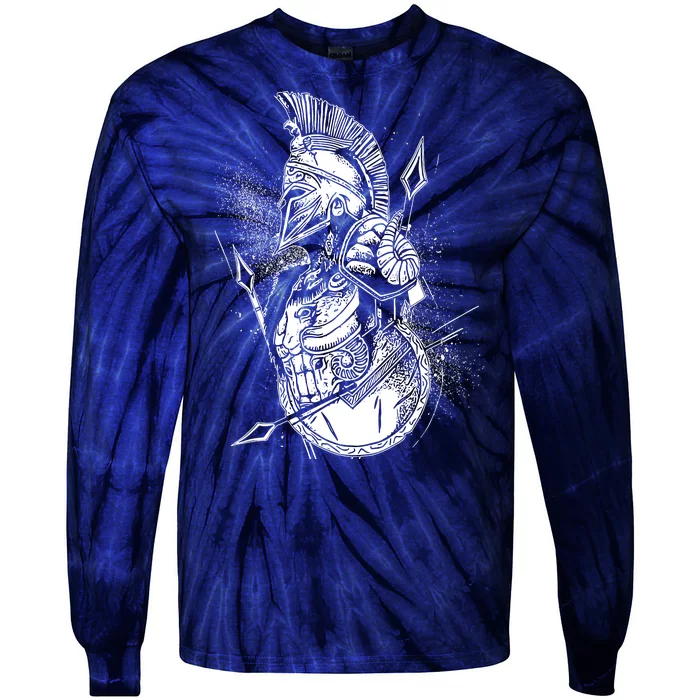 Vintage Spartan Warrior Tie-Dye Long Sleeve Shirt