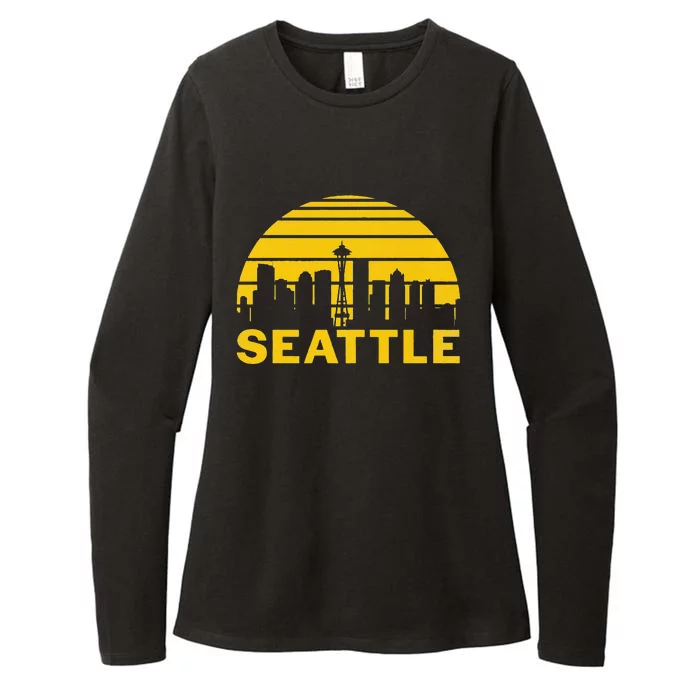 Vintage Seattle Washington Cityscape Retro Womens CVC Long Sleeve Shirt