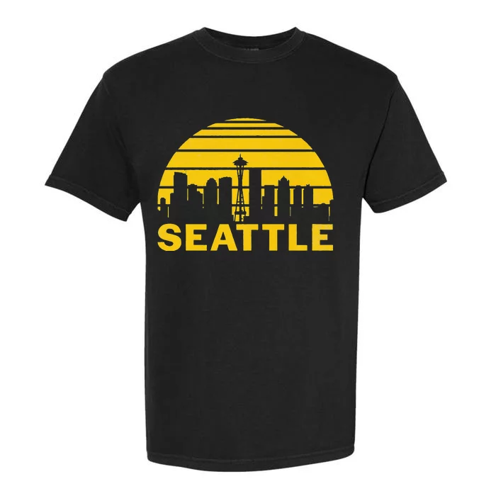 Vintage Seattle Washington Cityscape Retro Garment-Dyed Heavyweight T-Shirt