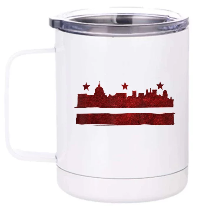 Vintage Skyline Washington Dc Flag Cities Usa Pride TShirt Front & Back 12oz Stainless Steel Tumbler Cup