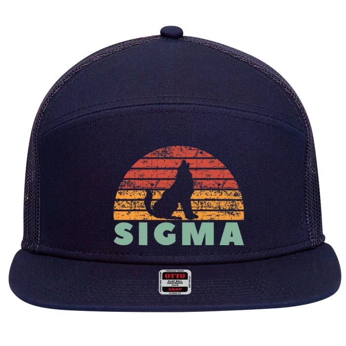 Vintage Sigma Wolf Retro Sigma Male 7 Panel Mesh Trucker Snapback Hat