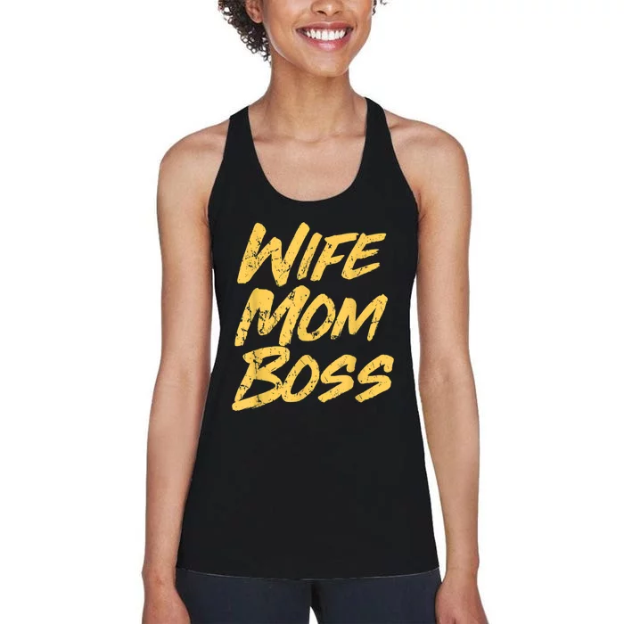 Vintage Stylish Wife Mom Boss Funny Mother's Day Women's Racerback Tank