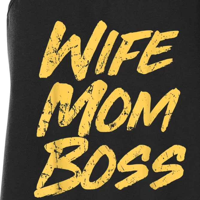 Vintage Stylish Wife Mom Boss Funny Mother's Day Women's Racerback Tank