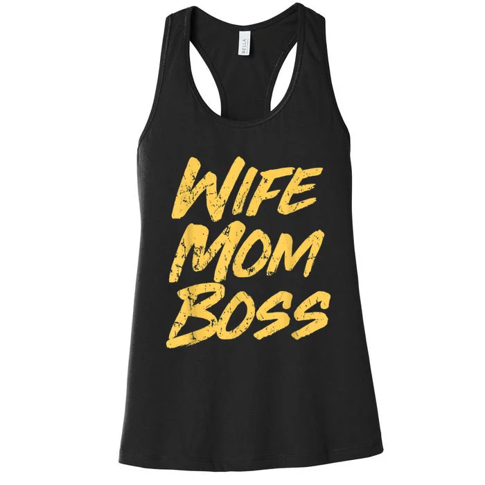 Vintage Stylish Wife Mom Boss Funny Mother's Day Women's Racerback Tank