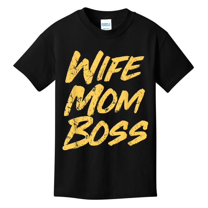 Vintage Stylish Wife Mom Boss Funny Mother's Day Kids T-Shirt