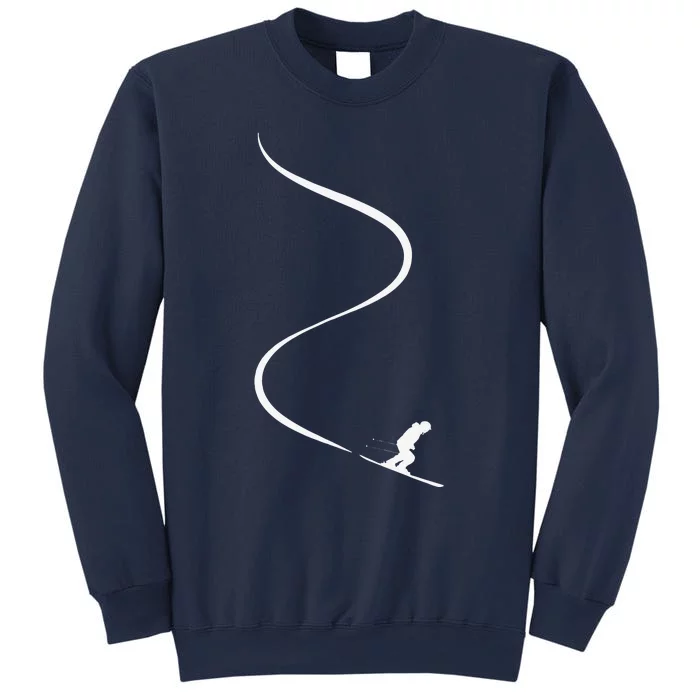 vintage Skier with tracks in deep powder snow freeride Sweatshirt