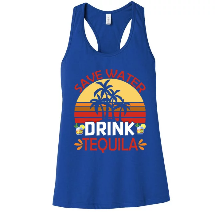 Vintage Save Water Tequila Mexico Beach Cinco De Mayo Meaningful Gift Women's Racerback Tank