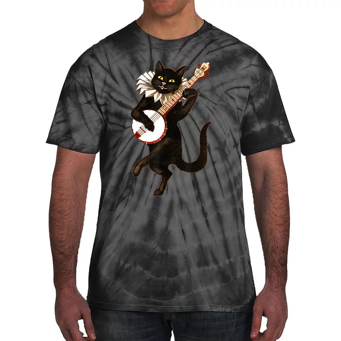 Vintage Silly Weird Cat Playing Banjo Country Cat Lover Gift TShirt Tie-Dye T-Shirt