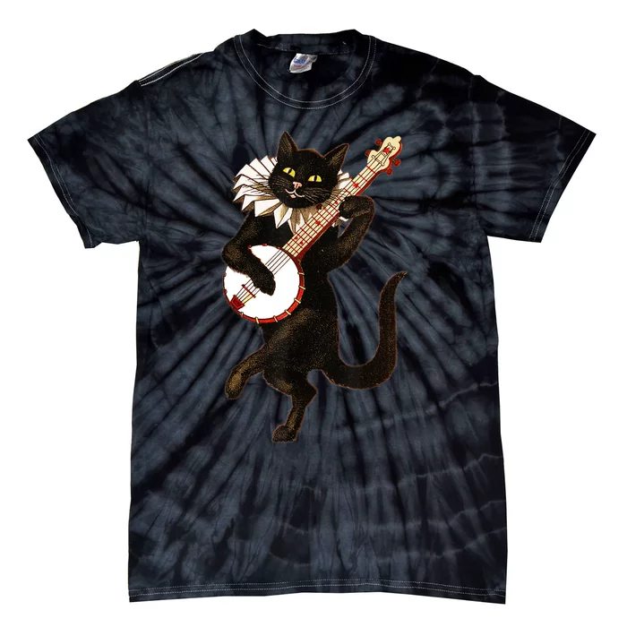 Vintage Silly Weird Cat Playing Banjo Country Cat Lover Gift TShirt Tie-Dye T-Shirt