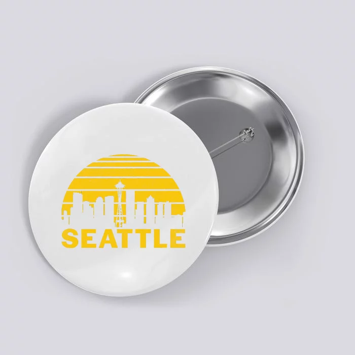 Vintage Seattle Washington Cityscape Retro Button