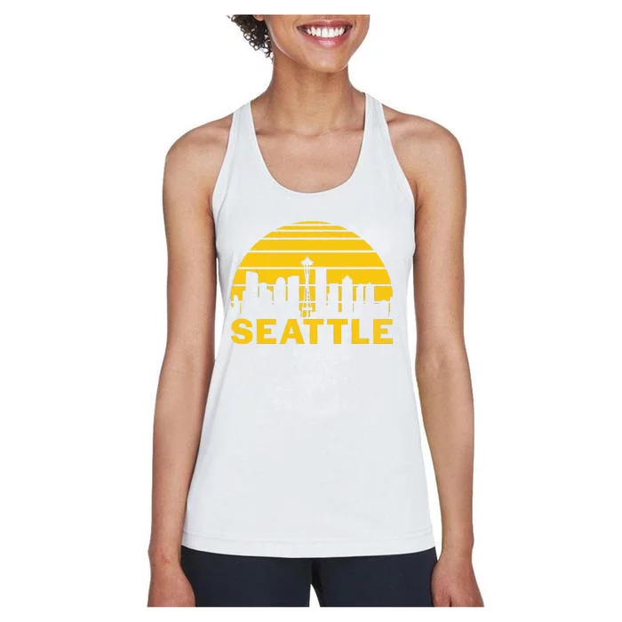 Vintage Seattle Washington Cityscape Retro Women's Racerback Tank