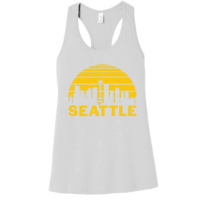 Vintage Seattle Washington Cityscape Retro Women's Racerback Tank