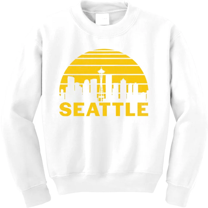 Vintage Seattle Washington Cityscape Retro Kids Sweatshirt