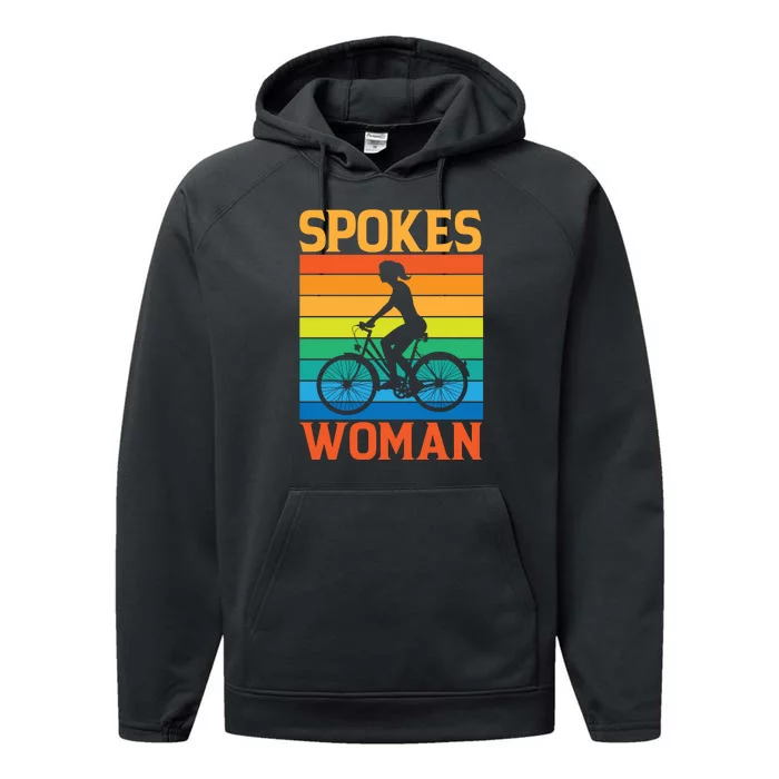 Vintage Spokes Woman Ride Bike Gift Funny Cycling Performance Fleece Hoodie