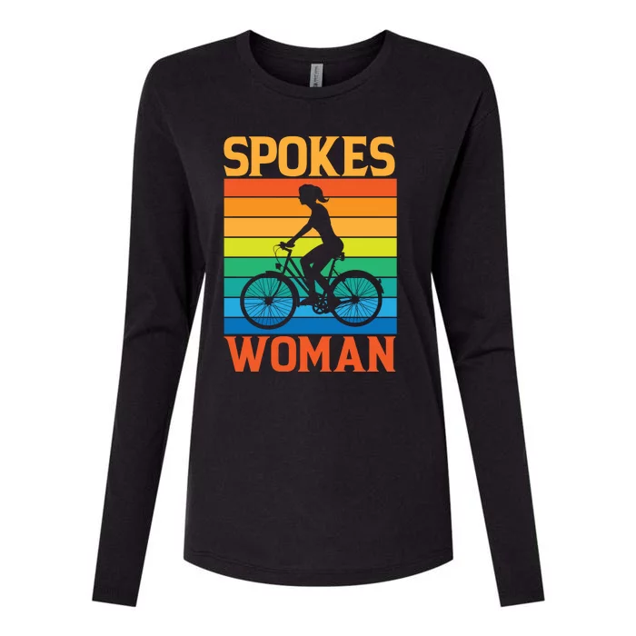 Vintage Spokes Woman Ride Bike Gift Funny Cycling Womens Cotton Relaxed Long Sleeve T-Shirt