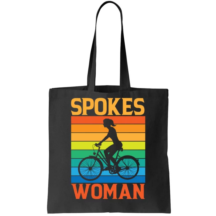 Vintage Spokes Woman Ride Bike Gift Funny Cycling Tote Bag