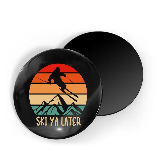 Vintage Ski Ya Later Skiing Lover Gift For Skier Magnet