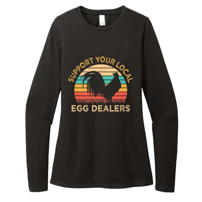 Vintage Support Your Local Egg Dealer Farmers Funny Chicken Womens CVC Long Sleeve Shirt