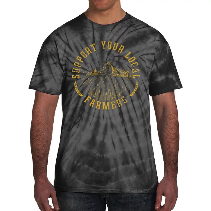 Vintage Support Your Local Farmers Farming Tie-Dye T-Shirt