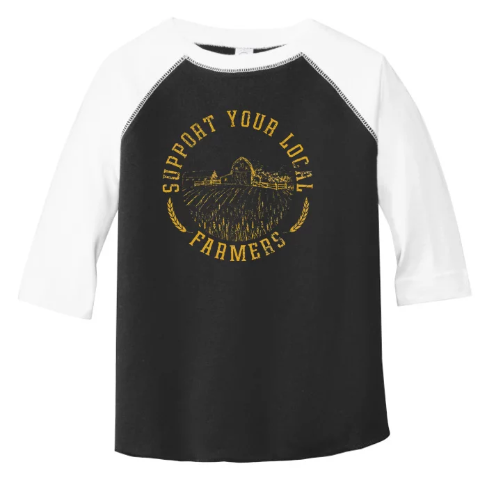 Vintage Support Your Local Farmers Farming Toddler Fine Jersey T-Shirt