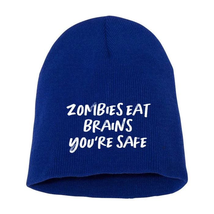 Vintage Style Zombies Eat Brains You're Safe Text Funny Gift Short Acrylic Beanie