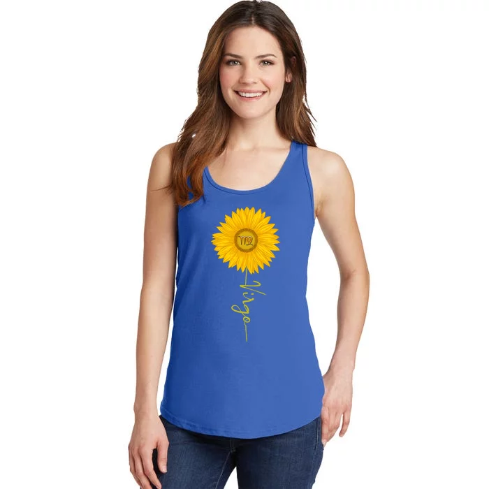 Virgo Sunflower Zodiac Sign Floral Horoscope Gift Ladies Essential Tank