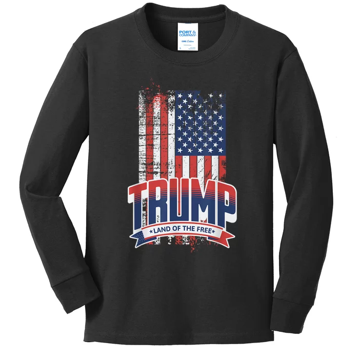 Vote Trump 2024 President Patriotic Republican Voter USA Kids Long Sleeve Shirt