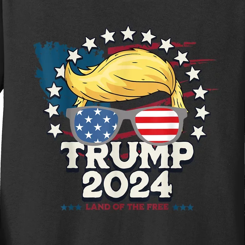 Vote Trump 2024 President Patriotic Republican Voter USA Kids Long Sleeve Shirt