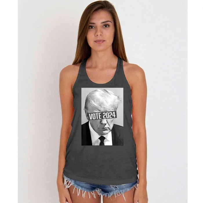 Vote Trump 2024 Mug Shot Trump Mug Shot Trump 24 Women's Knotted Racerback Tank