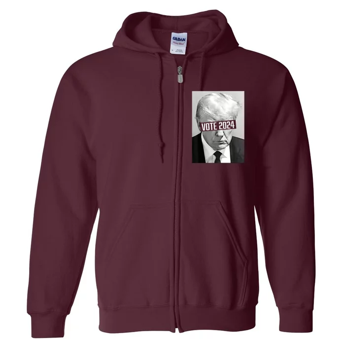 Vote Trump 2024 Mug Shot Trump Mug Shot Trump 24 Full Zip Hoodie