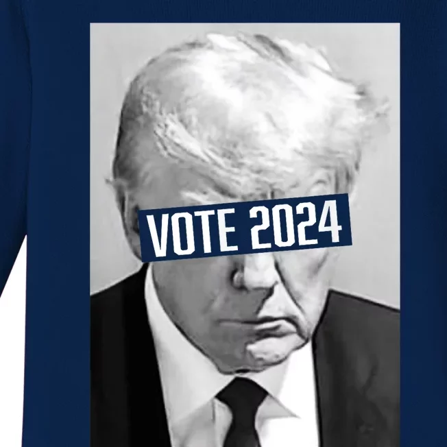 Vote Trump 2024 Mug Shot Trump Mug Shot Trump 24 Baby Long Sleeve Bodysuit