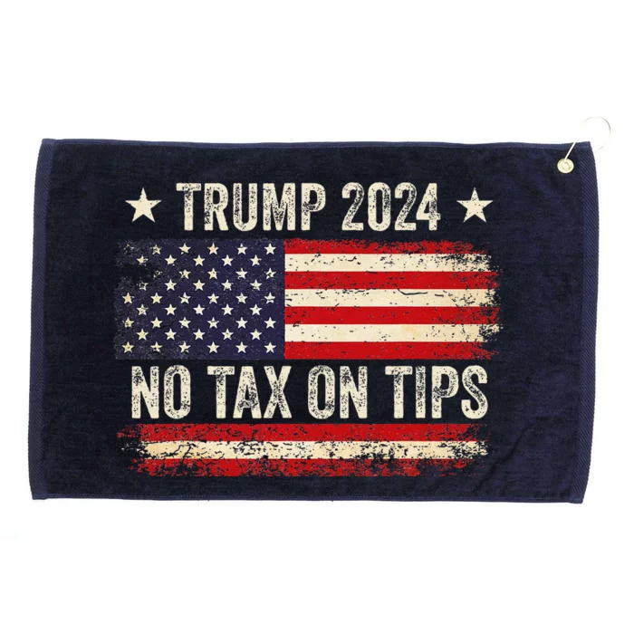 Vintage Trump 2024 No Tax On Tips Us Flag Grommeted Golf Towel